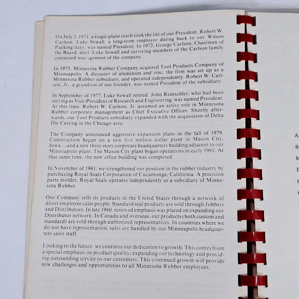 Vintage Our Favorite Recipes Cookbook Minnesota Rubber Company‎ Spiral Bound